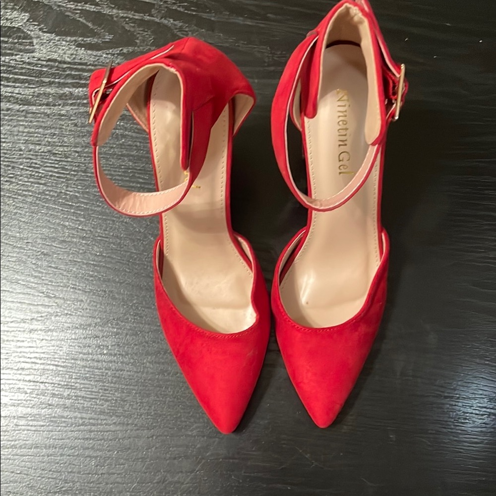 Red Ankle Strap Heels